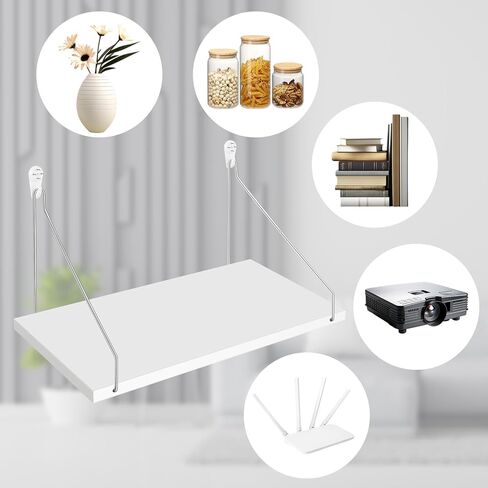 رف جهاز عرض DERTE للجدار مقاس 12 × 6 بوصة رف تثبيت على الحائط من الخشب العائم ملحقات منظم لجهاز عرض جهاز التوجيه مودم صندوق كابل في مكتب الحمام المطبخ (الجوز) in Kuwait