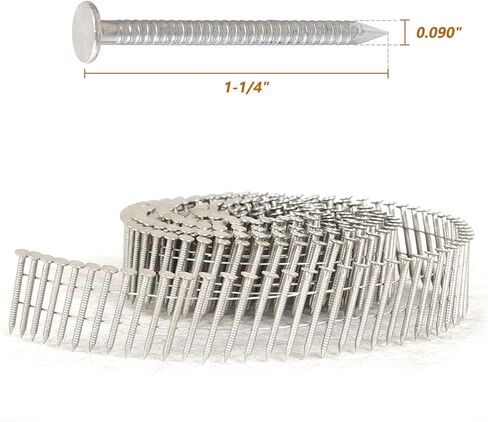 1200 Count Stainless Siding Nails 15 Degree 1-1/4 Inch x 0.09 Inch, Small Cap Coil Stud for Wood and Plastic in Saudi Arabia