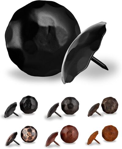 50 Pack 0.75" Round Head Iron Clavos Decorative Nails – Black – Handmade Rustic Round Fasteners for Farmhouse Shutters, Faux Wood Beams, Barn Doors, Shutters, Gates – Ornamental Wood Accent in Saudi Arabia