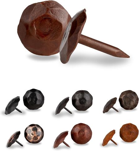 50 Pack 0.75" Round Head Iron Clavos Decorative Nails – Black – Handmade Rustic Round Fasteners for Farmhouse Shutters, Faux Wood Beams, Barn Doors, Shutters, Gates – Ornamental Wood Accent in Saudi Arabia