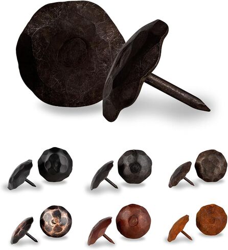 50 Pack 0.75" Round Head Iron Clavos Decorative Nails – Black – Handmade Rustic Round Fasteners for Farmhouse Shutters, Faux Wood Beams, Barn Doors, Shutters, Gates – Ornamental Wood Accent in Saudi Arabia
