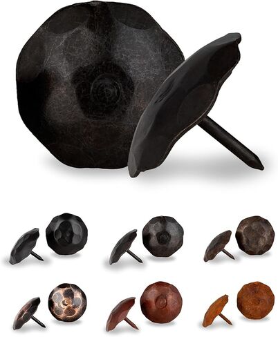 50 Pack 0.75" Round Head Iron Clavos Decorative Nails – Black – Handmade Rustic Round Fasteners for Farmhouse Shutters, Faux Wood Beams, Barn Doors, Shutters, Gates – Ornamental Wood Accent in Saudi Arabia