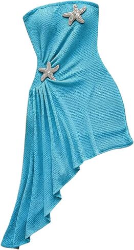 Floerns Women's Summer Sundress Metal Starfish Asymmetrical Hem Tube Beach Vacation Clothes in Saudi Arabia