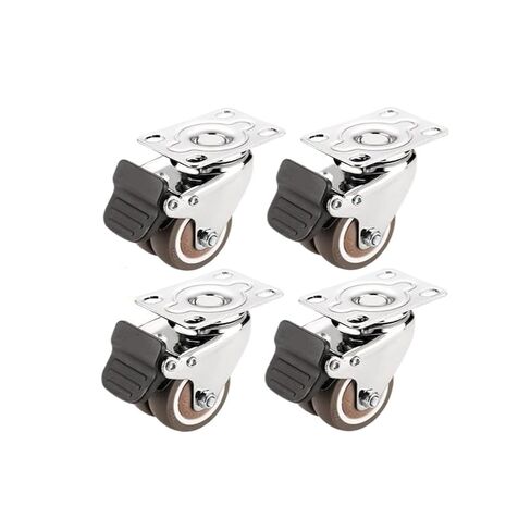 4 Pieces/Batch 2-inch 4-Hole Flat Brake Double-Wheel Universal Wheel Silent Small Tatami Drawer Pulley Cabinet Roller Rubber in Saudi Arabia