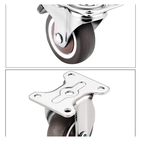 4 Pieces/Batch 2-inch 4-Hole Flat Brake Double-Wheel Universal Wheel Silent Small Tatami Drawer Pulley Cabinet Roller Rubber in Saudi Arabia