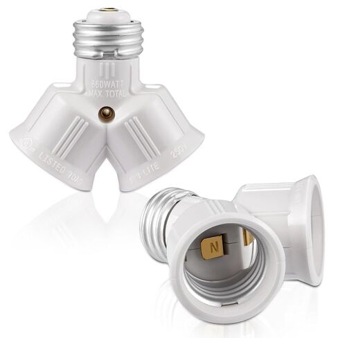 محول مقبس إضاءة مزدوج، مقسم لمبة إضاءة مزدوجة، محول حامل لمبة مزدوجة، إضافة مصباح إضافي في المرآب لزيادة الكاميرا في المقبس. مدرج في قائمة UL (أسود، 2) in Kuwait