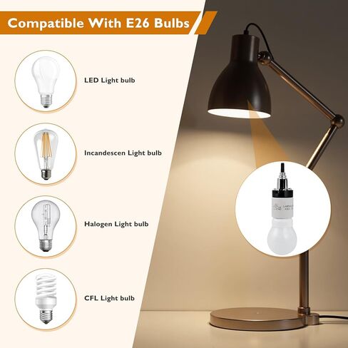 E26 Porcelain Lamp Socket with Rotary Knob Switch - High Temperature Resistance, UL Listed, 250V 250W for Safe Lighting Replacements (1 Pack) in Saudi Arabia
