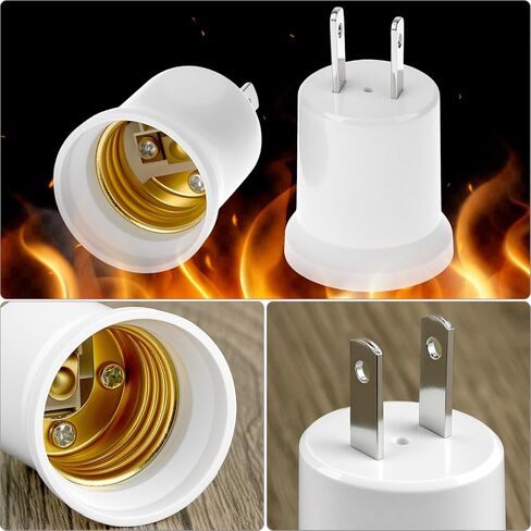 QWORK 8 Pack E26/E27 مقبس الإضاءة إلى محول التوصيل، محول مقبس الإضاءة 660 وات 125 فولت يحول المخرج إلى مقبس المصباح in Kuwait