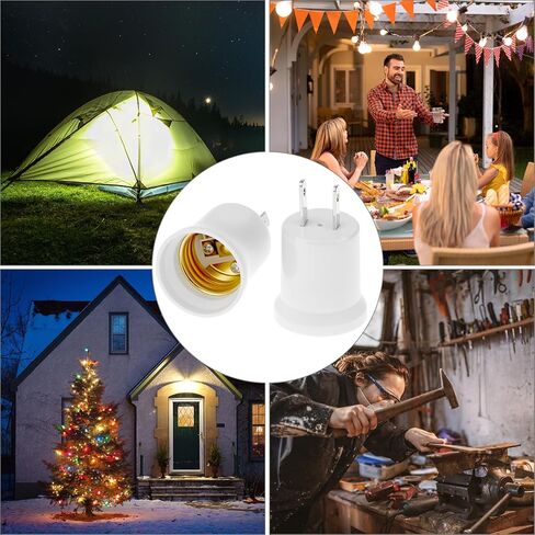 QWORK 8 Pack E26/E27 مقبس الإضاءة إلى محول التوصيل، محول مقبس الإضاءة 660 وات 125 فولت يحول المخرج إلى مقبس المصباح in Kuwait