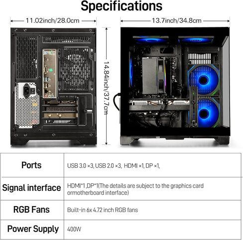 Gaming PC Desktop Computer - Ryzen 5 5600, Radeon RX 6500XT 4GB, 16GB DDR4 RAM, 1TB NVME SSD, Prebuilt Tower Computer (White) in Kuwait