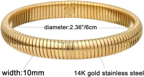14K Gold Silver Tone Stainless Steel Stretch Bracelets Bangles for Women Men in Saudi Arabia