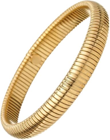 14K Gold Silver Tone Stainless Steel Stretch Bracelets Bangles for Women Men in Saudi Arabia