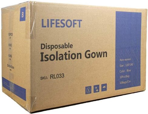Disposable Isolation Gown with Knit Cuff Long Sleeve Blue Case of 105 in Kuwait