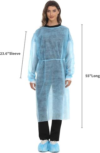 Disposable Isolation Gown with Knit Cuff Long Sleeve Blue Case of 105 in Kuwait