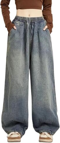 Cargo Pants for Women Men Baggy Jeans High Waisted Wide Leg Drawstring Pants with Pockets Grunge Streetwear in Kuwait