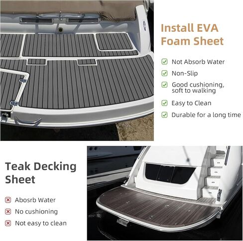 Hjdeck قارب الأرضيات إيفا رغوة قارب التزيين مع 3M ذاتية اللصق دعم عدم الانزلاق قارب رغوة الأرضيات البحرية السجاد DIY فو خشب الساج ورقة لليخت جون قارب كاياك قارب سوب منحدر RV الكلمة هيلم وسادة in Saudi Arabia