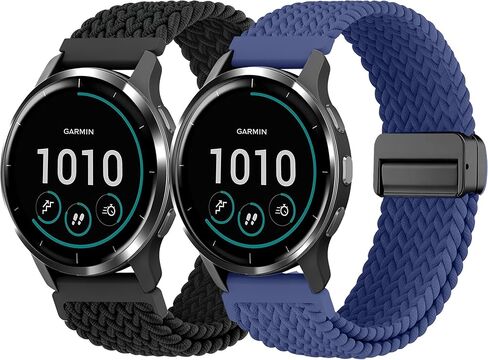 أشرطة ساعات لـ Garmin Forerunner 265/255/Venu 4 45 مم، 22 مم أشرطة مغناطيسية مضفرة قابلة للتمدد من النايلون الناعم لـ Vivoactive 4/Venu 3/Venu 2 للنساء والرجال in Kuwait