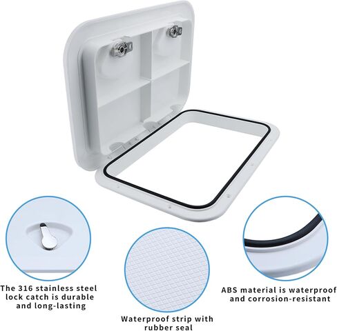 Marine Boat Hatch Deck Cover White/Black Rectangle Boat Hatch & Lid with 316 Stainless Steel Handle for Bass Fishing Yacht Waterproof Sailboat in Saudi Arabia