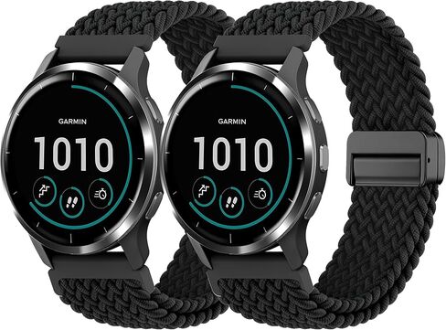 Watch Bands for Garmin Forerunner 265/255/Venu 4 45mm, 22mm Magnetic Braided Stretchy Soft Nylon Straps for Vivoactive 4/Venu 3/Venu 2 Women Men in Saudi Arabia