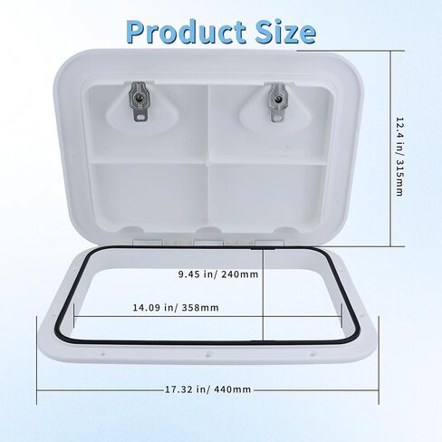 Marine Boat Hatch Deck Cover White/Black Rectangle Boat Hatch & Lid with 316 Stainless Steel Handle for Bass Fishing Yacht Waterproof Sailboat in Saudi Arabia