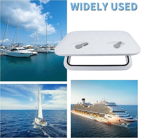Marine Boat Hatch Deck Cover White/Black Rectangle Boat Hatch & Lid with 316 Stainless Steel Handle for Bass Fishing Yacht Waterproof Sailboat in Saudi Arabia