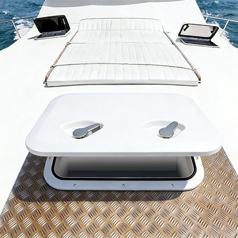 Marine Boat Hatch Deck Cover White/Black Rectangle Boat Hatch & Lid with 316 Stainless Steel Handle for Bass Fishing Yacht Waterproof Sailboat in Saudi Arabia