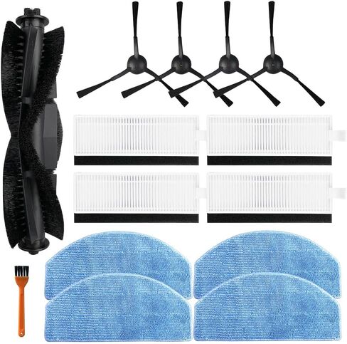 13 Pc Accessories Kit Compatible with Tikom G8000/G8000 Pro Robot Vacuum Cleaner, Replacement Parts Including 1 Main Roller, 4 Side Brush, 4 Hepa Filter, 4 Mop Cloths(not fits for G8000 Max) in Saudi Arabia