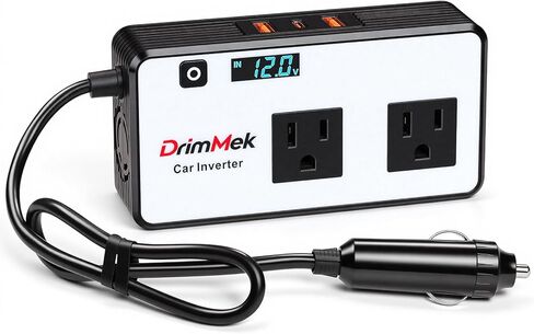 200W Car Power Inverter, Car Plug Adapter Outlet DC Inverter 12V to 110V AC Cigarette Lighter with 24W USB-C & USB-A Dual Outlets Fast Car Charger for Laptop Vehicles, Road Trip, Camping in Saudi Arabia
