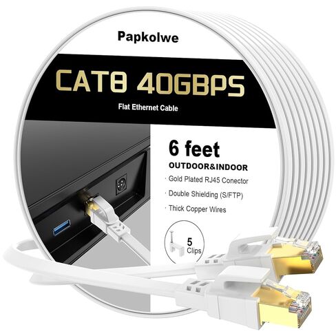 Cat 8 Ethernet Cable 50 FT ، 15ft 20ft 25ft 30ft 40ft 60ft 75ft 100ft 100ft level cable cable with with gold plated rj45 connector 40gbps 2000mhz lan cable محمي في الهواء الطلق والداخلية in Saudi Arabia