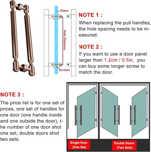 Modern Door Handle Hardware, Heavy-Duty Commercial Stainless Steel Push Pull Door Handle/Barn Door Pull Handles/Glass Pulls/Bronze/150Cm/59.1In,Black-60Cm-Black-40Cm/15.7In in Kuwait