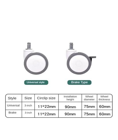 5 Pieces/lot 3 inch casters Swivel/Brake Chair Accessories Wheels Computer Mute(Universal) in Saudi Arabia