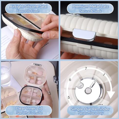 Weekly Pill Organizer – Waterproof Travel Pill Case with 7 Compartments, Compact Moisture-Proof Supplement Storage Box, Lightweight Portable Container for Daily Use & Travel in Saudi Arabia