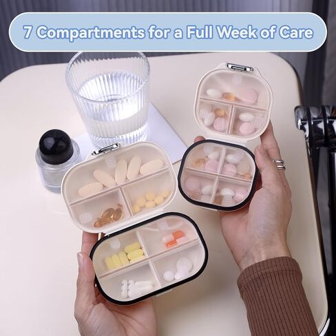 Weekly Pill Organizer – Waterproof Travel Pill Case with 7 Compartments, Compact Moisture-Proof Supplement Storage Box, Lightweight Portable Container for Daily Use & Travel in Saudi Arabia