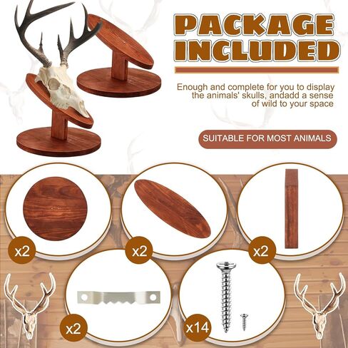 Taiyin 1 Set Deer Head Mount Kit Solid Pine Skull Display Europeanermy Mount Skull Handting Hunting Plaque for Bear Boar Wall Table Display in Saudi Arabia