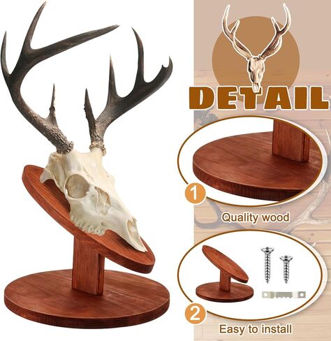 Taiyin 1 Set Deer Head Mount Kit Solid Pine Skull Display Europeanermy Mount Skull Handting Hunting Plaque for Bear Boar Wall Table Display in Saudi Arabia