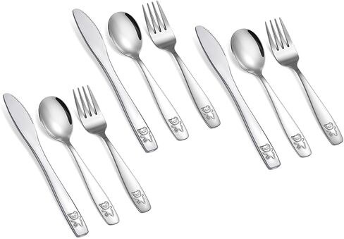 Pimoys 9 Pieces Toddler Spoons Kids Spoons, Kids Silverware Stainless Steel Toddler Utensils Metal Kids Cutlery Set Baby and Children Safe Flatware, Perfect for Small Hands in Saudi Arabia