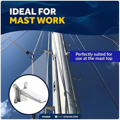 Five Oceans Folding Step, Folding Mast Step - Stainless Steel with Rubber Pad for Secure and Safe Access, 4-1/4 Inch (108mm) Step Length - Ideal for Marine Use - FO4800 in Saudi Arabia