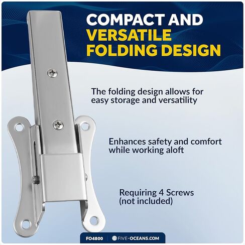 Five Oceans Folding Step, Folding Mast Step - Stainless Steel with Rubber Pad for Secure and Safe Access, 4-1/4 Inch (108mm) Step Length - Ideal for Marine Use - FO4800 in Saudi Arabia