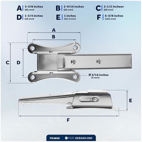 Five Oceans Folding Step, Folding Mast Step - Stainless Steel with Rubber Pad for Secure and Safe Access, 4-1/4 Inch (108mm) Step Length - Ideal for Marine Use - FO4800 in Saudi Arabia