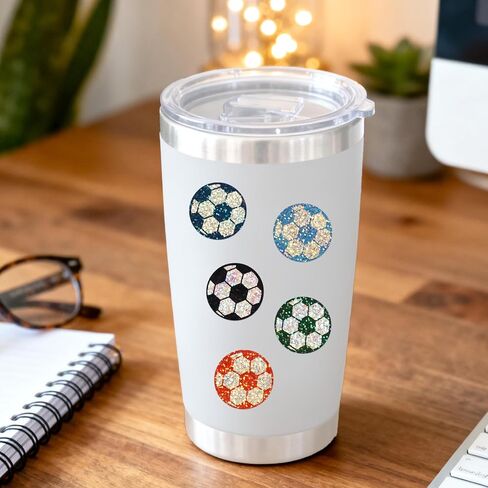 Penitue 500pcs Soccer Stickers, 0.98in/2.5cm Multi-Color Holographic Kids Football Decals Sports Ball Stickers Rolls Gifts for Laptop Phone Case Scrapbook Water Bottles in Saudi Arabia