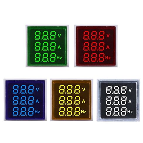 Square LED Digital Voltmeter Ammeter Meter AC24-500V Frequency Combo Signal Light Indicator Tester 1Pcs(Green) in Saudi Arabia