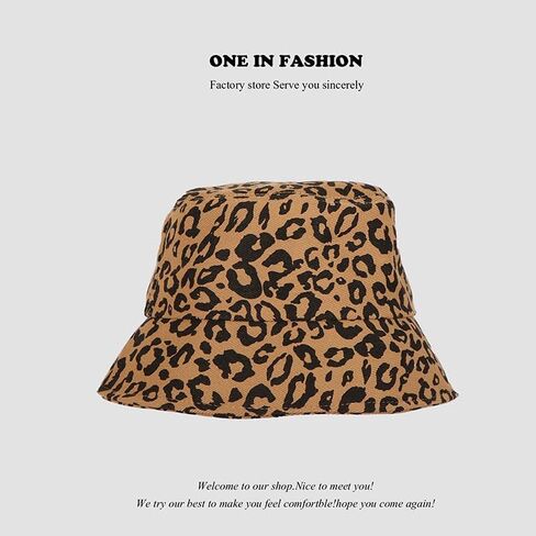 Reversible Leopard Bucket Hats for Women Polyester Fisherman Cap Packable Cheetah Sun Hat for Women and Men in Saudi Arabia