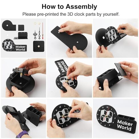 3D Printer DIY Clock Model Components Kit, Creative Model Makerworld MH011 Clock Mechanism Replacement Compatible with Bambulab P1P/P1S/A1/A1 Mini/X1/X1C/X1E 3D Printers-Prints NOT Included(2 PCS) in Saudi Arabia