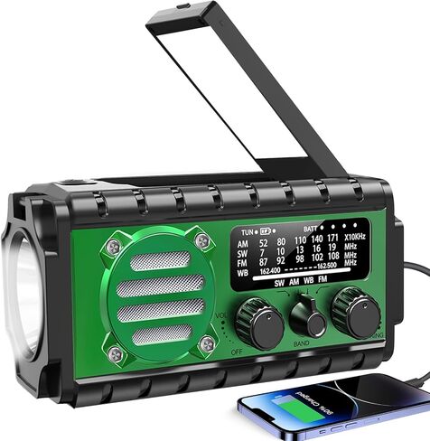 20000mah Hand Crank Emergency Radio,SW/NOAA/AM/FM Weather Radio, Solar Powered Hand Crank Chager with Bige Batery Powered,Portable,Cellphone Charge,SOS,Flashlight for Emergency/Home (Orange) in Saudi Arabia