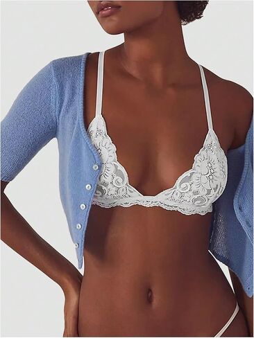 SOLY HUX Women's Lace Bralettes Deep V Neck Wireless Unpadded Triangle Bra Lingerie in Saudi Arabia