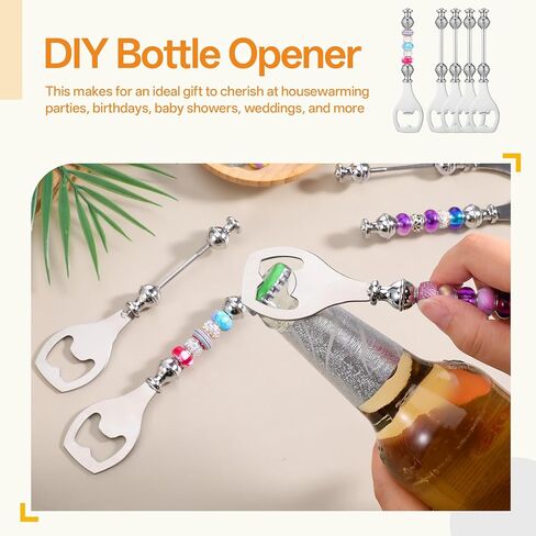 20pcs Beadable Beer Opener Reusable Bottle Opener Decorative for Bartenders DIY Flat Beer Bottle Openers Beaded Bottles Openers DIY Bead Metal Silver Wine Stoppers for Crafts Fall Bar Party Favor in Saudi Arabia