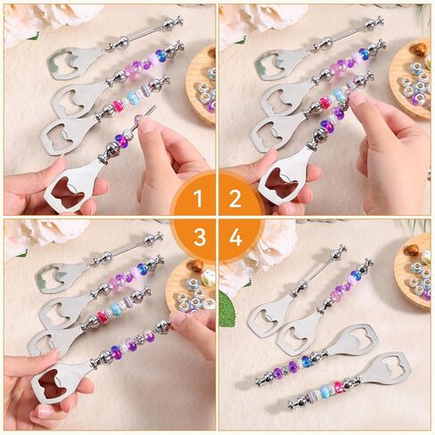 20pcs Beadable Beer Opener Reusable Bottle Opener Decorative for Bartenders DIY Flat Beer Bottle Openers Beaded Bottles Openers DIY Bead Metal Silver Wine Stoppers for Crafts Fall Bar Party Favor in Saudi Arabia