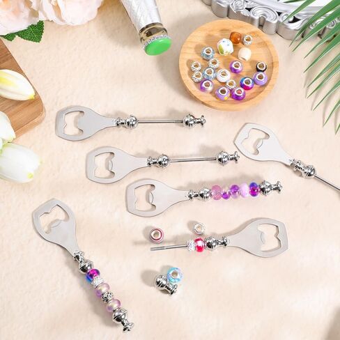 20pcs Beadable Beer Opener Reusable Bottle Opener Decorative for Bartenders DIY Flat Beer Bottle Openers Beaded Bottles Openers DIY Bead Metal Silver Wine Stoppers for Crafts Fall Bar Party Favor in Saudi Arabia