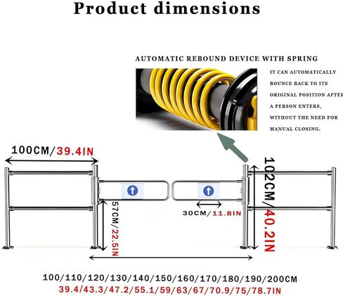 Automatic Single-Swing Stainless Steel Access Gate Metal Double Leaf Gate for Markets Half-Size Security Portal (190cm x 102cm) in Saudi Arabia