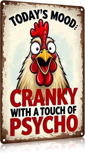 FunnySign Rooster Décor Relax، نحن جميعًا مجانين، إنها ليست منافسة، لافتة قصدير ريفية لديكور حظيرة الدجاج المنزلية مقاس 8 × 12 بوصة (9709) in Saudi Arabia